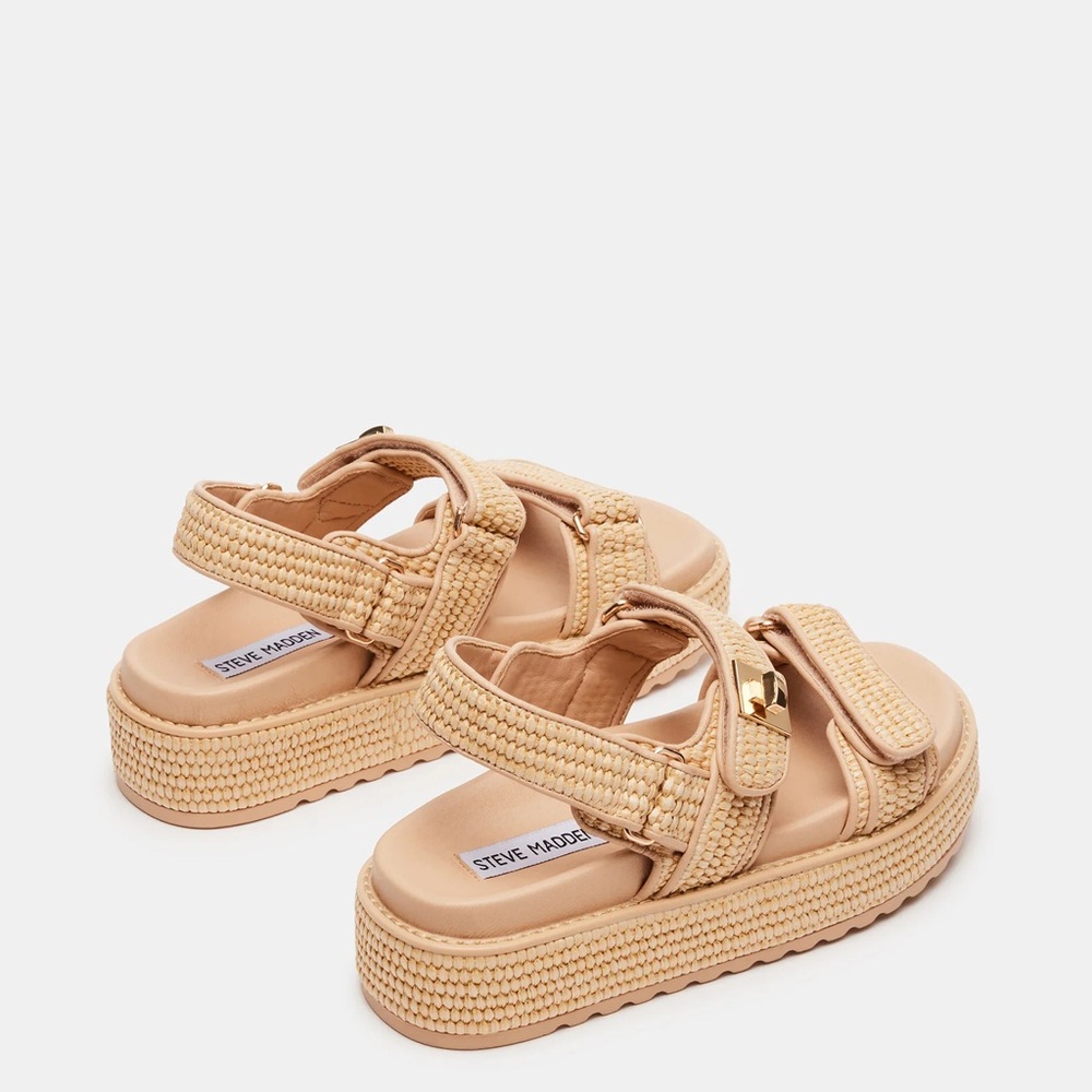 Steve Madden Beige Braided Platform Sandals - Picture 4 of 8